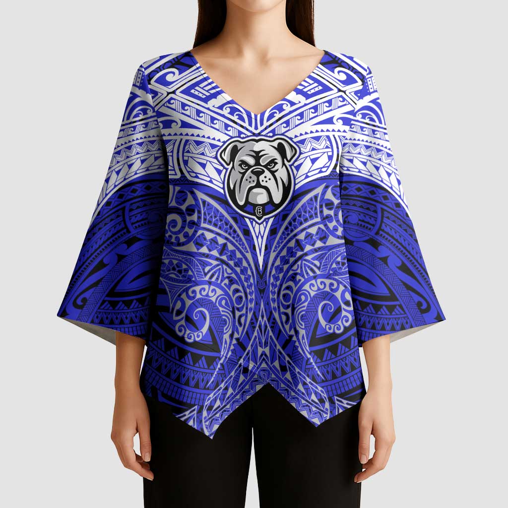 Personalized Canterbury-Bankstown Bulldogs Kimono Sleeve Blouse Polynesian Tribal Pattern Style