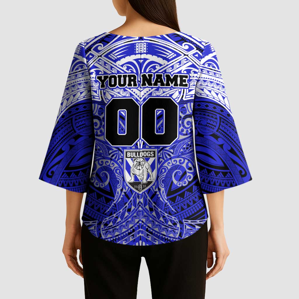 Personalized Canterbury-Bankstown Bulldogs Kimono Sleeve Blouse Polynesian Tribal Pattern Style