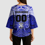 Personalized Canterbury-Bankstown Bulldogs Kimono Sleeve Blouse Polynesian Tribal Pattern Style