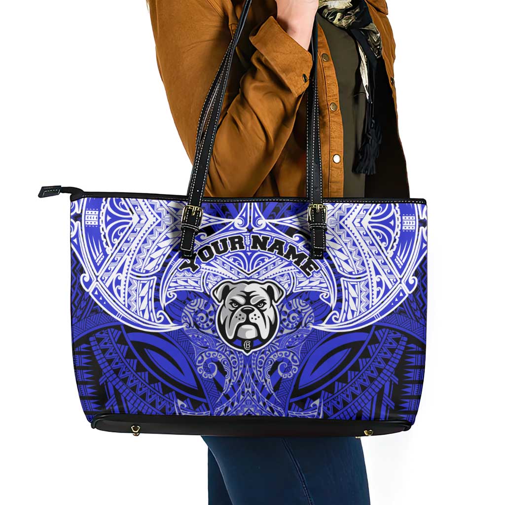 Personalized Canterbury-Bankstown Bulldogs Leather Tote Bag Polynesian Tribal Pattern Style