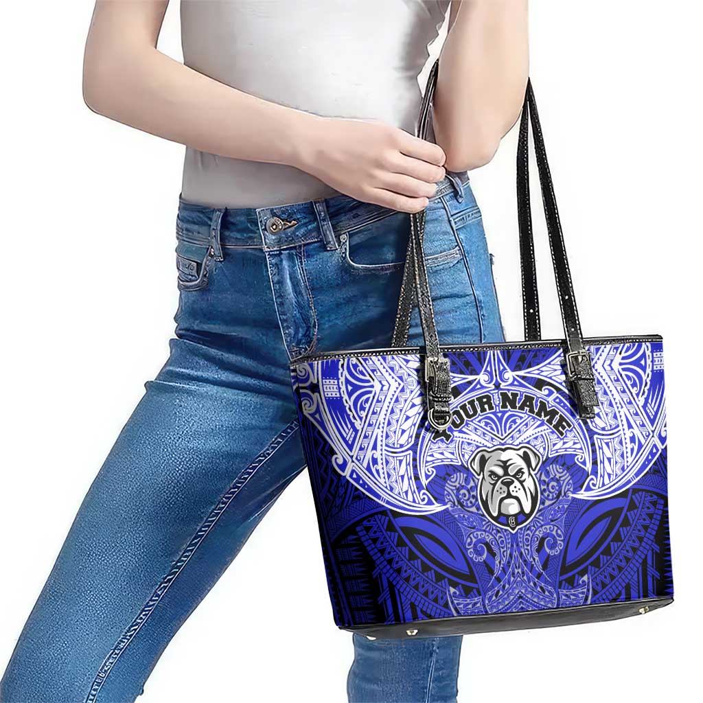 Personalized Canterbury-Bankstown Bulldogs Leather Tote Bag Polynesian Tribal Pattern Style