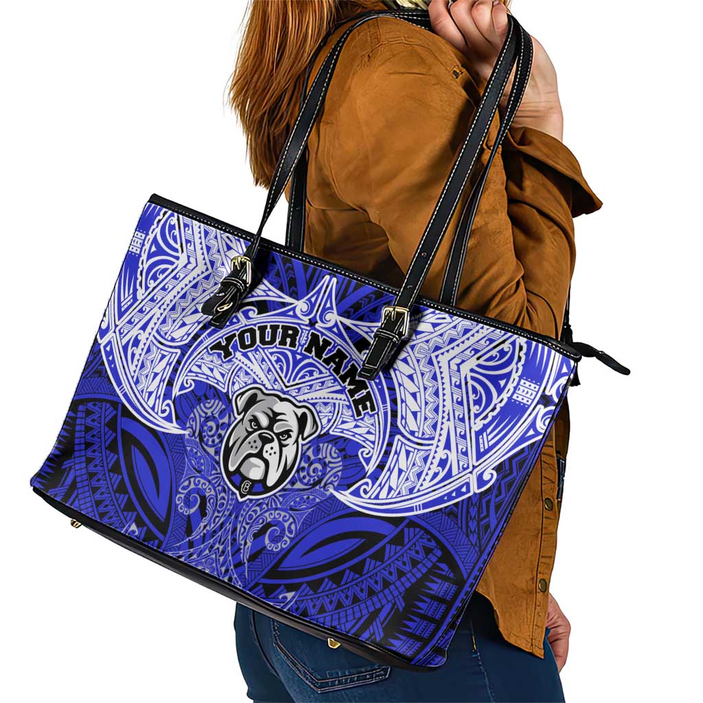 Personalized Canterbury-Bankstown Bulldogs Leather Tote Bag Polynesian Tribal Pattern Style