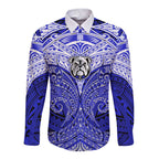 Personalized Canterbury-Bankstown Bulldogs Long Sleeve Button Shirt Polynesian Tribal Pattern Style