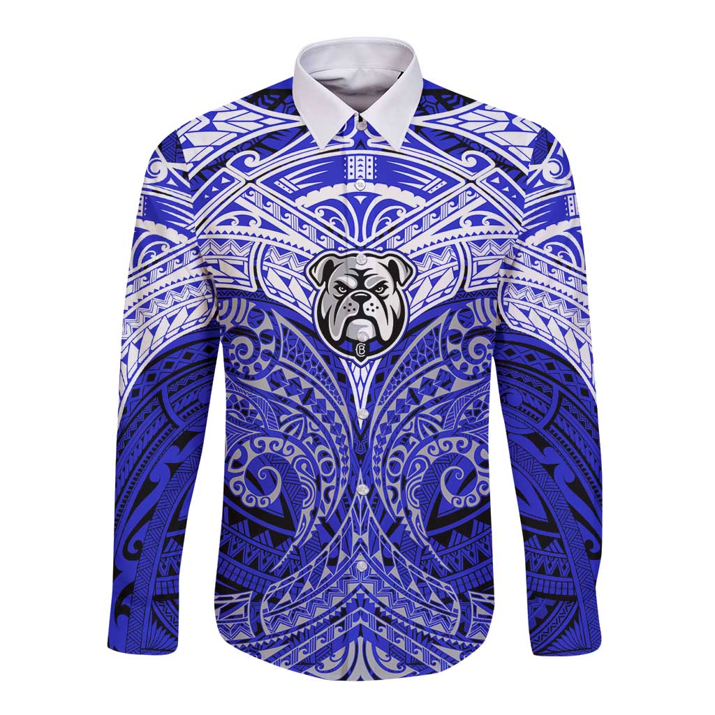 Personalized Canterbury-Bankstown Bulldogs Long Sleeve Button Shirt Polynesian Tribal Pattern Style