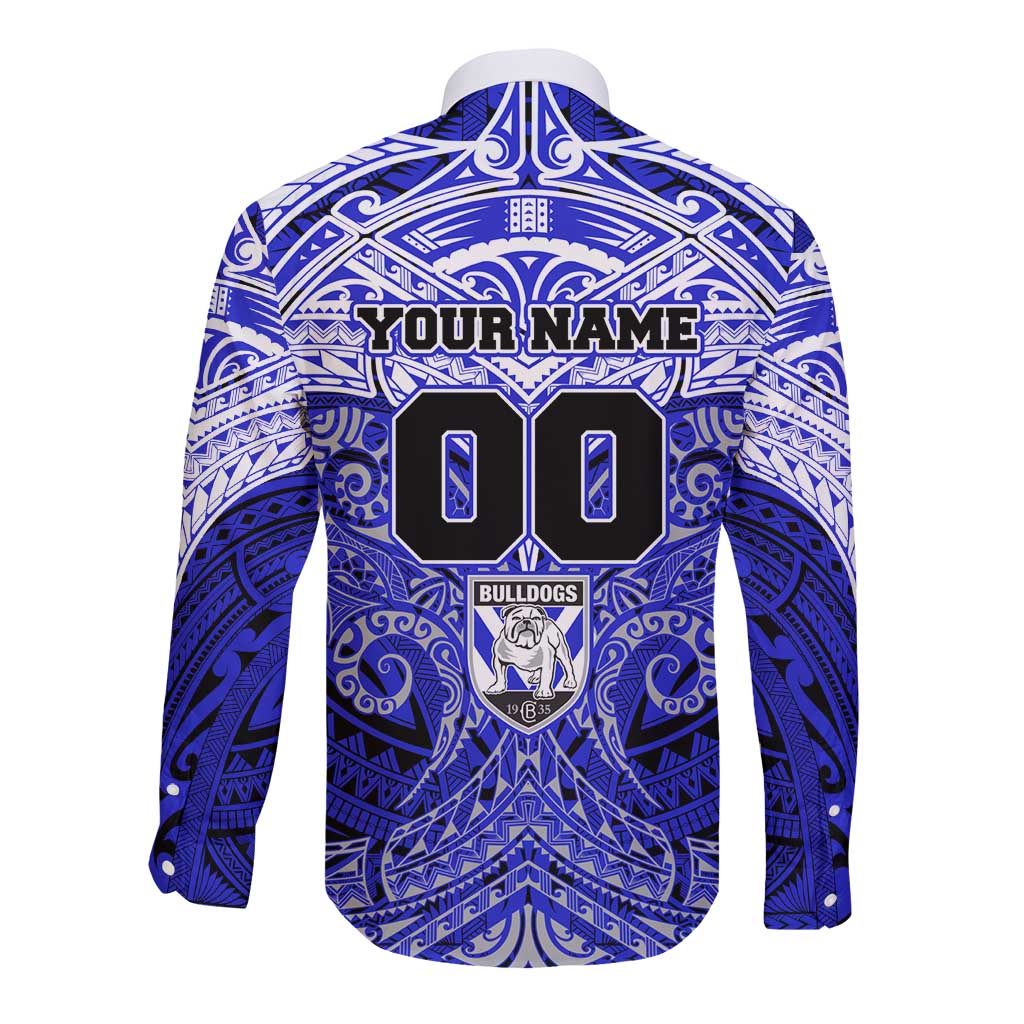 Personalized Canterbury-Bankstown Bulldogs Long Sleeve Button Shirt Polynesian Tribal Pattern Style