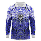 Personalized Canterbury-Bankstown Bulldogs Long Sleeve Polo Shirt Polynesian Tribal Pattern Style