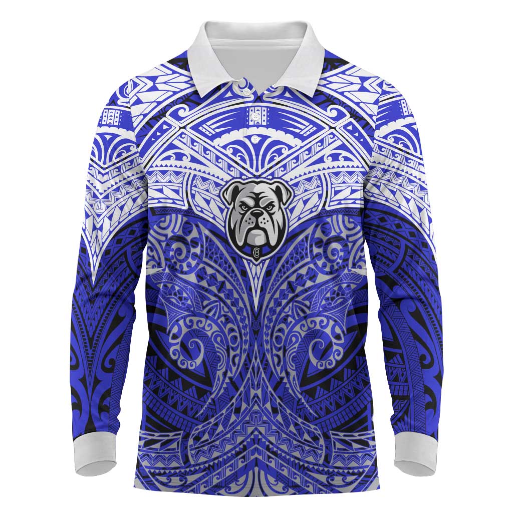 Personalized Canterbury-Bankstown Bulldogs Long Sleeve Polo Shirt Polynesian Tribal Pattern Style
