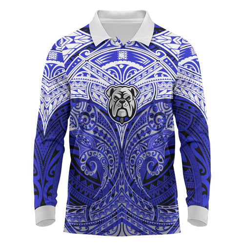 Personalized Canterbury-Bankstown Bulldogs Long Sleeve Polo Shirt Polynesian Tribal Pattern Style