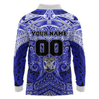 Personalized Canterbury-Bankstown Bulldogs Long Sleeve Polo Shirt Polynesian Tribal Pattern Style