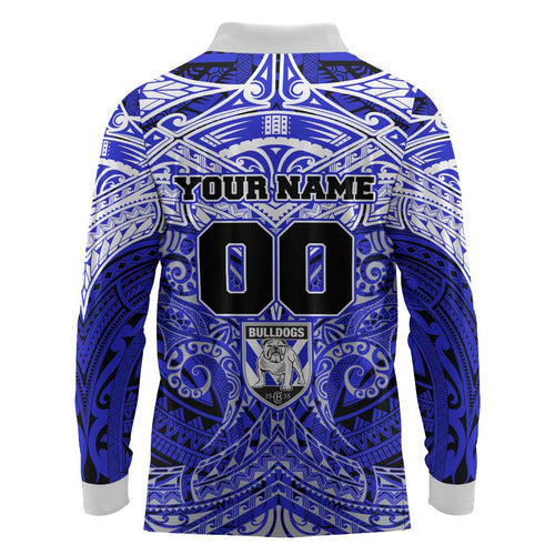 Personalized Canterbury-Bankstown Bulldogs Long Sleeve Polo Shirt Polynesian Tribal Pattern Style