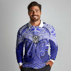 Personalized Canterbury-Bankstown Bulldogs Long Sleeve Polo Shirt Polynesian Tribal Pattern Style