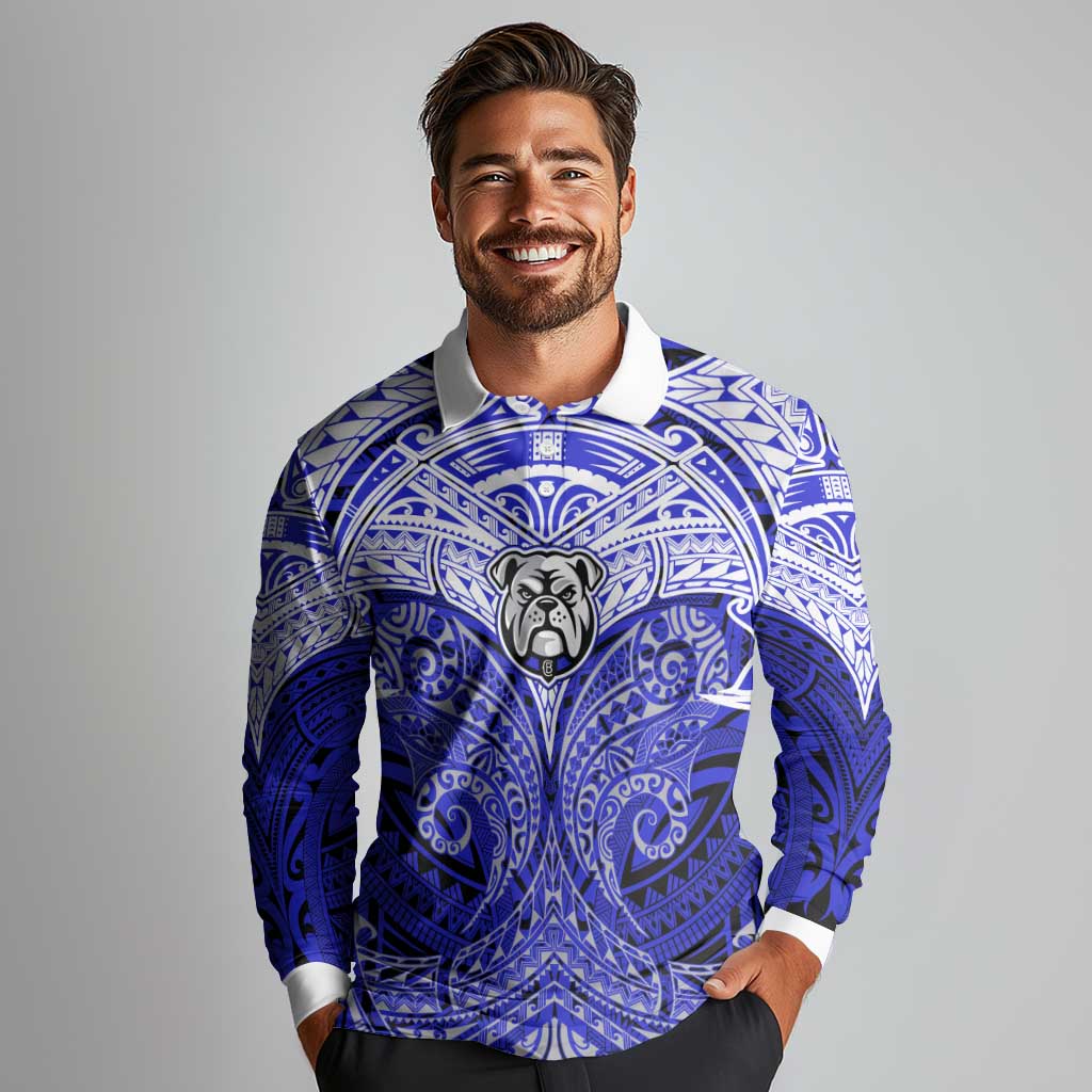 Personalized Canterbury-Bankstown Bulldogs Long Sleeve Polo Shirt Polynesian Tribal Pattern Style