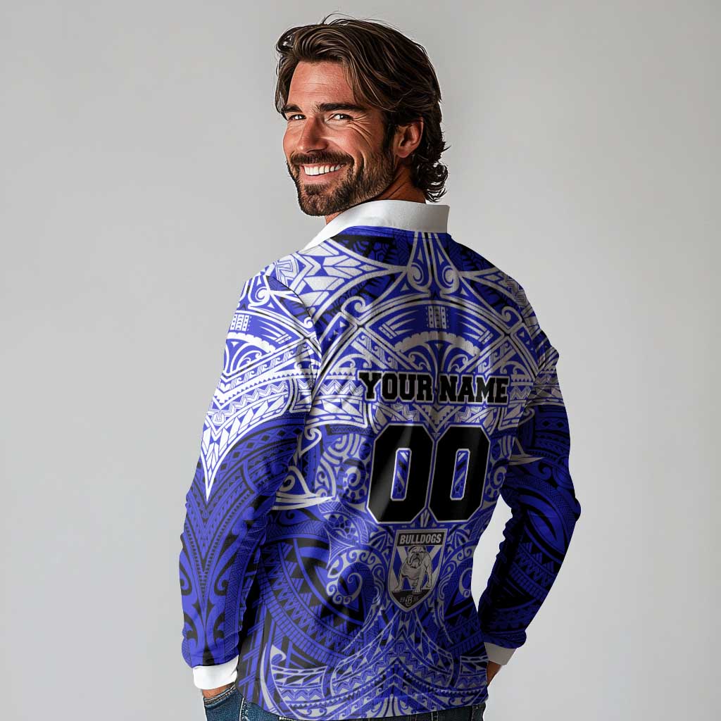 Personalized Canterbury-Bankstown Bulldogs Long Sleeve Polo Shirt Polynesian Tribal Pattern Style