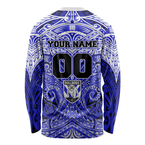 Personalized Canterbury-Bankstown Bulldogs Long Sleeve Shirt Polynesian Tribal Pattern Style
