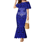 Personalized Canterbury-Bankstown Bulldogs Mermaid Dress Polynesian Tribal Pattern Style