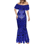 Personalized Canterbury-Bankstown Bulldogs Mermaid Dress Polynesian Tribal Pattern Style