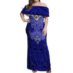 Personalized Canterbury-Bankstown Bulldogs Off Shoulder Maxi Dress Polynesian Tribal Pattern Style