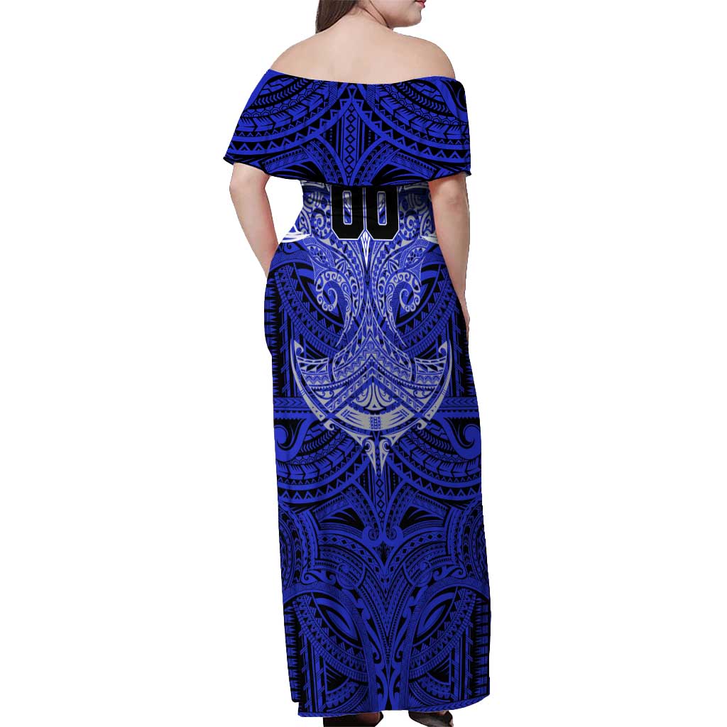 Personalized Canterbury-Bankstown Bulldogs Off Shoulder Maxi Dress Polynesian Tribal Pattern Style