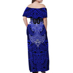Personalized Canterbury-Bankstown Bulldogs Off Shoulder Maxi Dress Polynesian Tribal Pattern Style