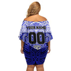 Personalized Canterbury-Bankstown Bulldogs Off Shoulder Short Dress Polynesian Tribal Pattern Style
