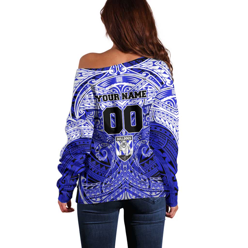 Personalized Canterbury-Bankstown Bulldogs Off Shoulder Sweater Polynesian Tribal Pattern Style