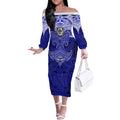 Personalized Canterbury-Bankstown Bulldogs Off The Shoulder Long Sleeve Dress Polynesian Tribal Pattern Style