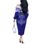 Personalized Canterbury-Bankstown Bulldogs Off The Shoulder Long Sleeve Dress Polynesian Tribal Pattern Style