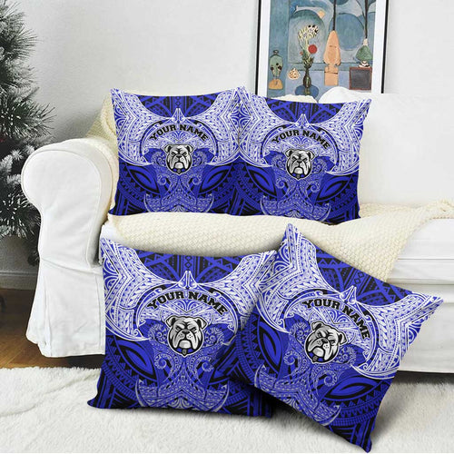 Personalized Canterbury-Bankstown Bulldogs Pillow Cover Polynesian Tribal Pattern Style