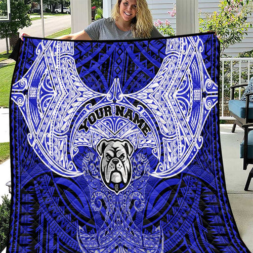 Personalized Canterbury-Bankstown Bulldogs Quilt Polynesian Tribal Pattern Style