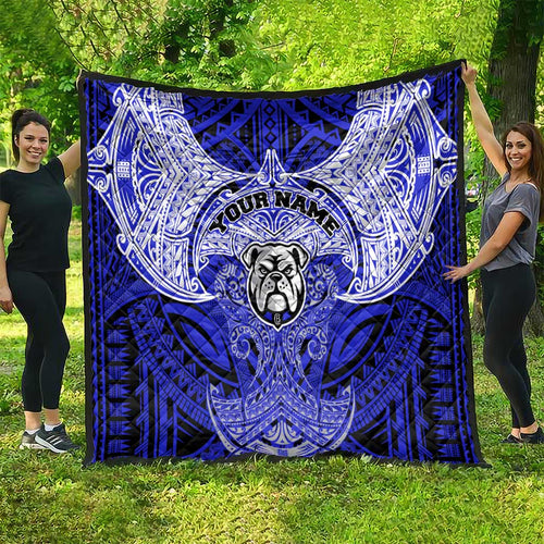 Personalized Canterbury-Bankstown Bulldogs Quilt Polynesian Tribal Pattern Style