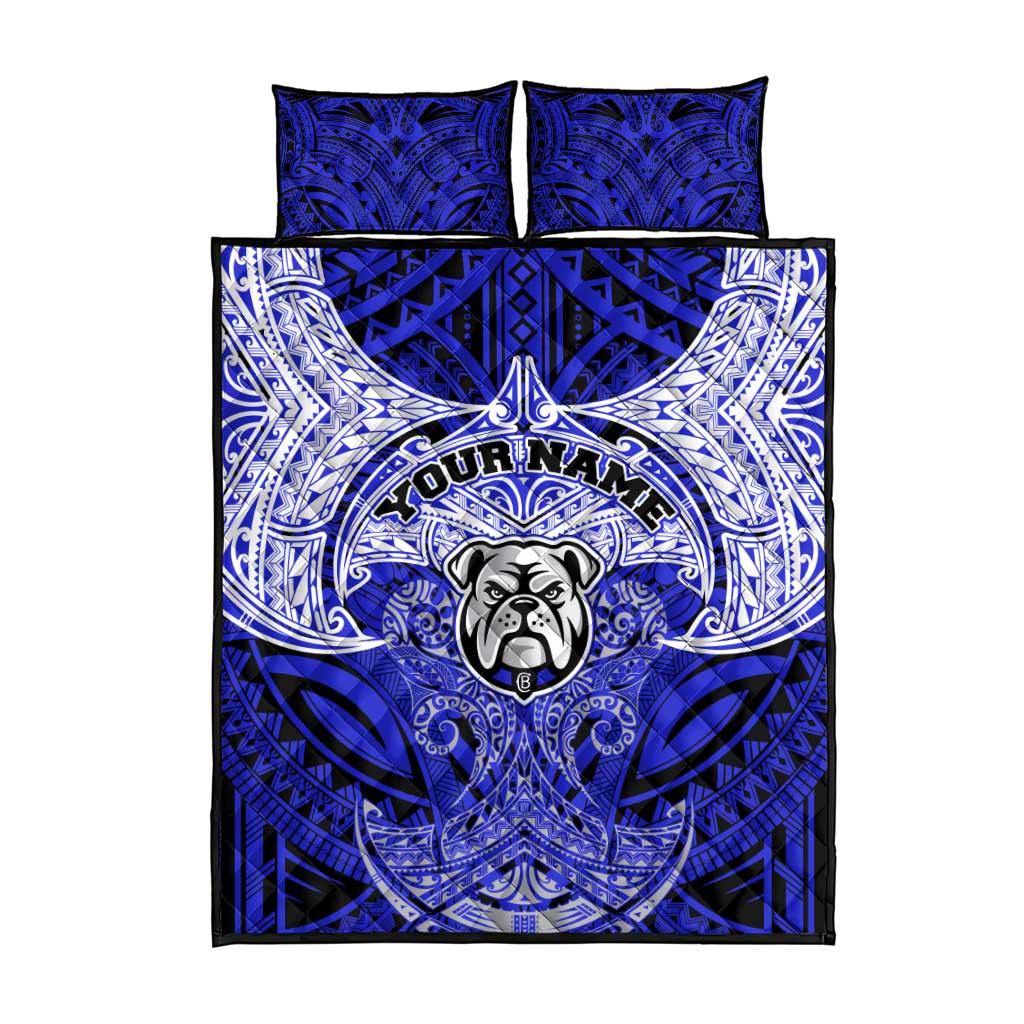 Personalized Canterbury-Bankstown Bulldogs Quilt Bed Set Polynesian Tribal Pattern Style