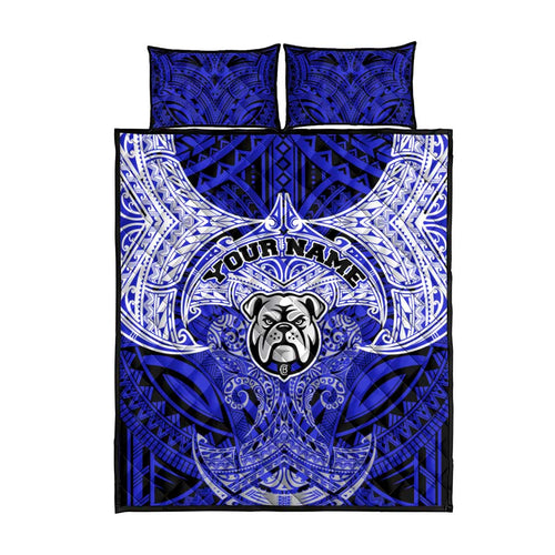 Personalized Canterbury-Bankstown Bulldogs Quilt Bed Set Polynesian Tribal Pattern Style