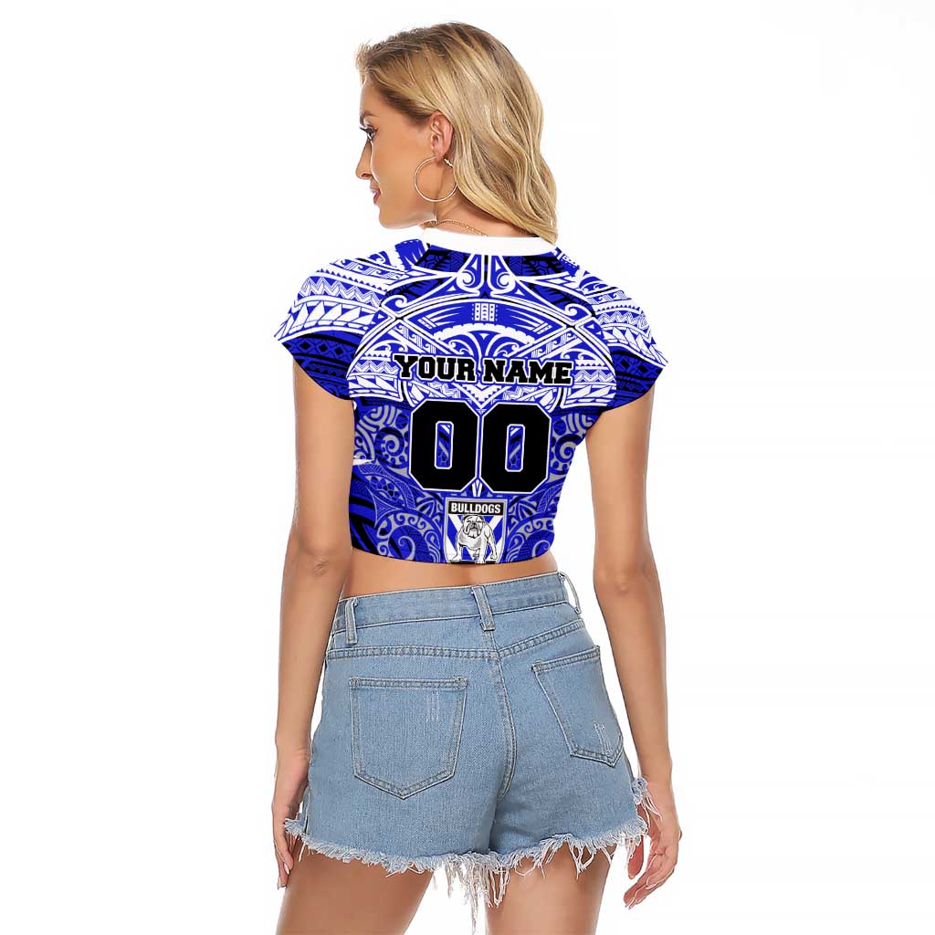 Personalized Canterbury-Bankstown Bulldogs Raglan Cropped T Shirt Polynesian Tribal Pattern Style