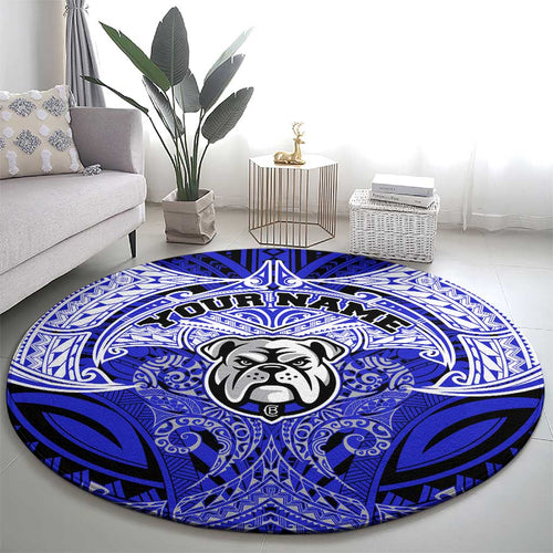 Personalized Canterbury-Bankstown Bulldogs Round Carpet Polynesian Tribal Pattern Style
