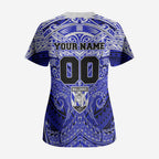 Personalized Canterbury-Bankstown Bulldogs Scrub Top Polynesian Tribal Pattern Style