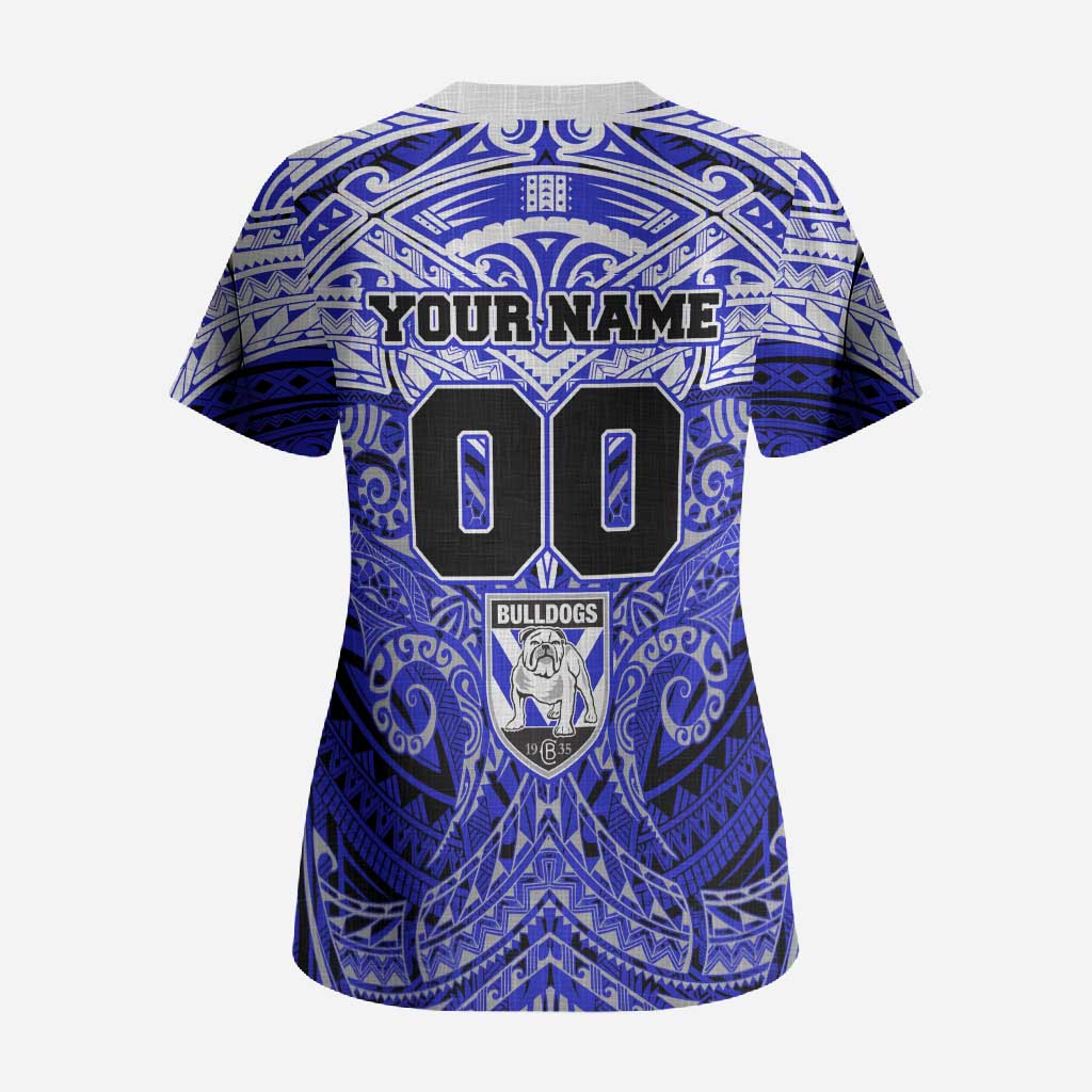 Personalized Canterbury-Bankstown Bulldogs Scrub Top Polynesian Tribal Pattern Style
