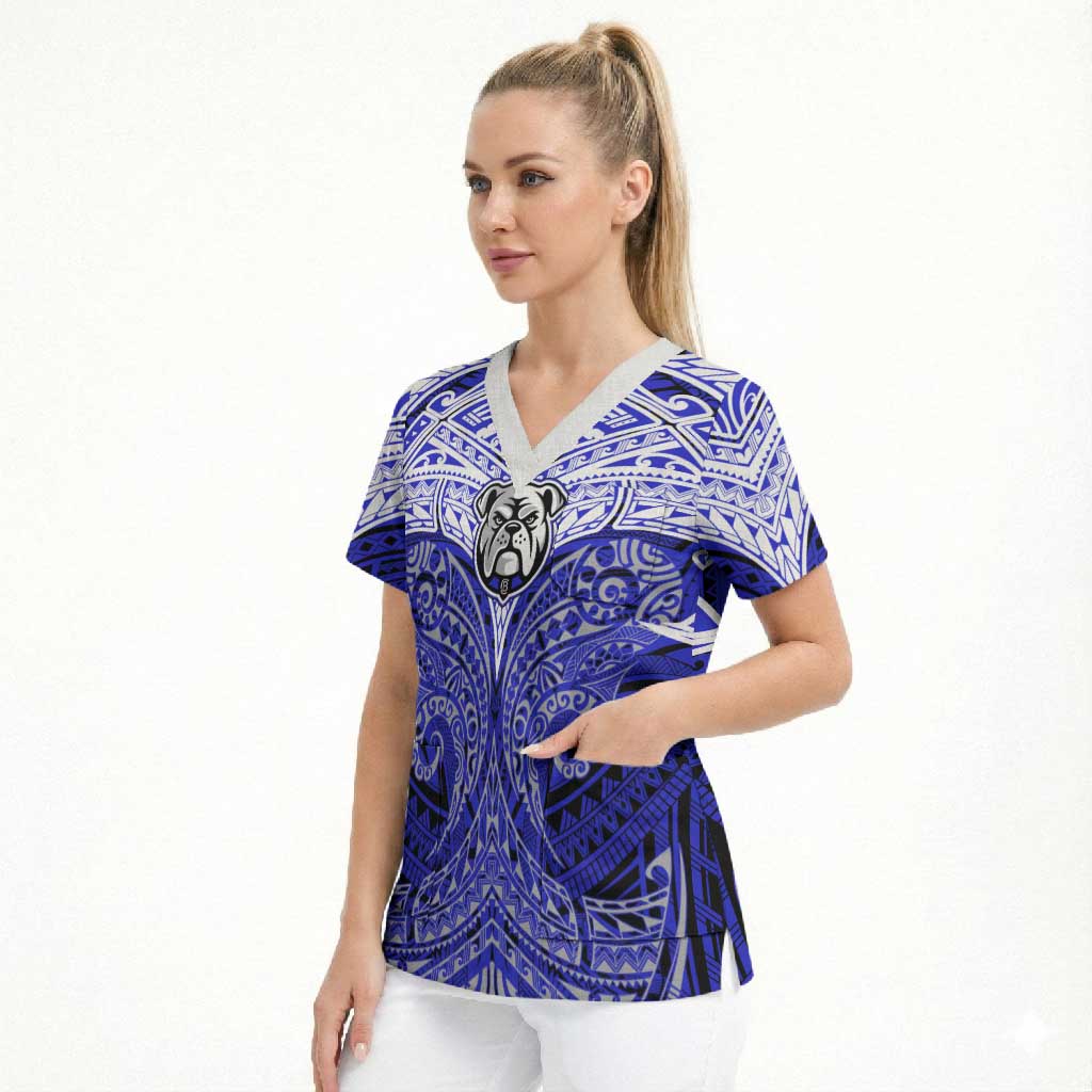Personalized Canterbury-Bankstown Bulldogs Scrub Top Polynesian Tribal Pattern Style