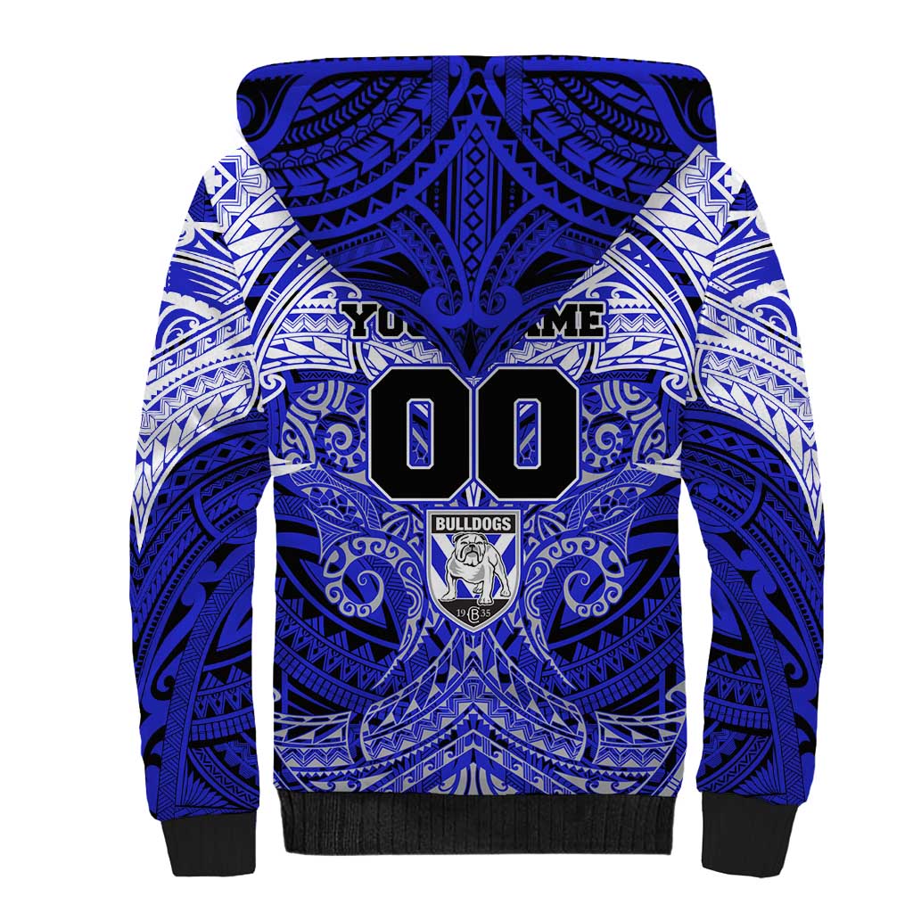 Personalized Canterbury-Bankstown Bulldogs Sherpa Hoodie Polynesian Tribal Pattern Style