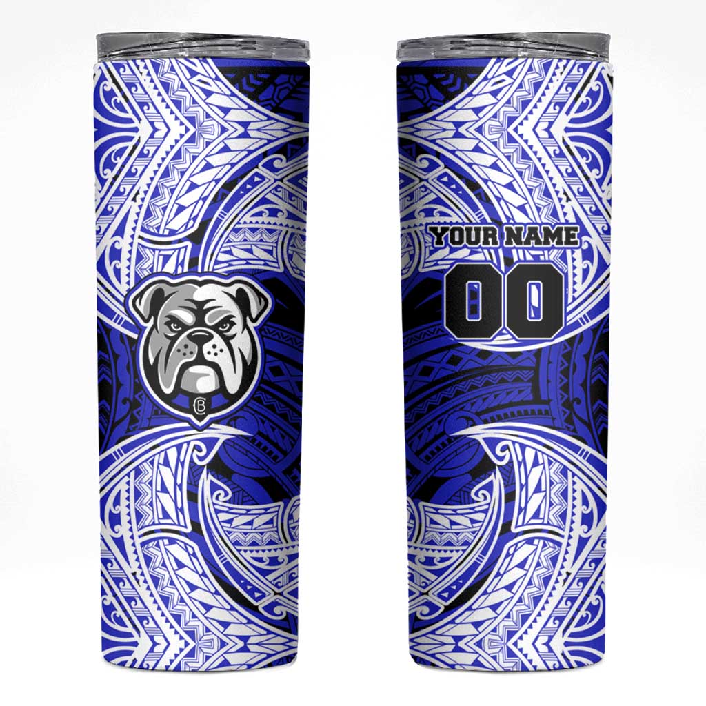 Personalized Canterbury-Bankstown Bulldogs Skinny Tumbler Polynesian Tribal Pattern Style