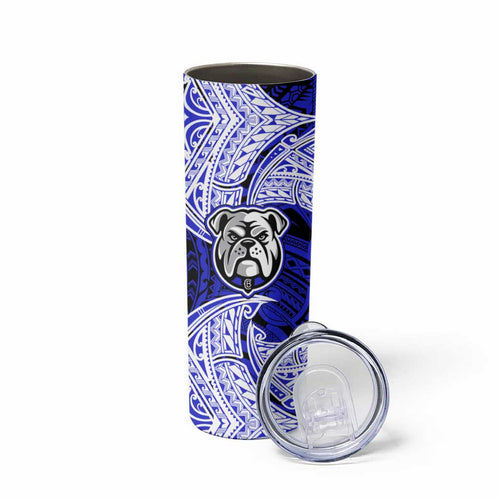 Personalized Canterbury-Bankstown Bulldogs Skinny Tumbler Polynesian Tribal Pattern Style