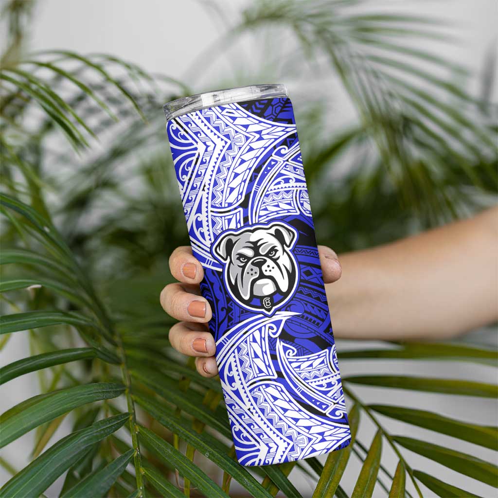 Personalized Canterbury-Bankstown Bulldogs Skinny Tumbler Polynesian Tribal Pattern Style