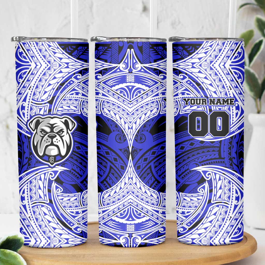 Personalized Canterbury-Bankstown Bulldogs Skinny Tumbler Polynesian Tribal Pattern Style
