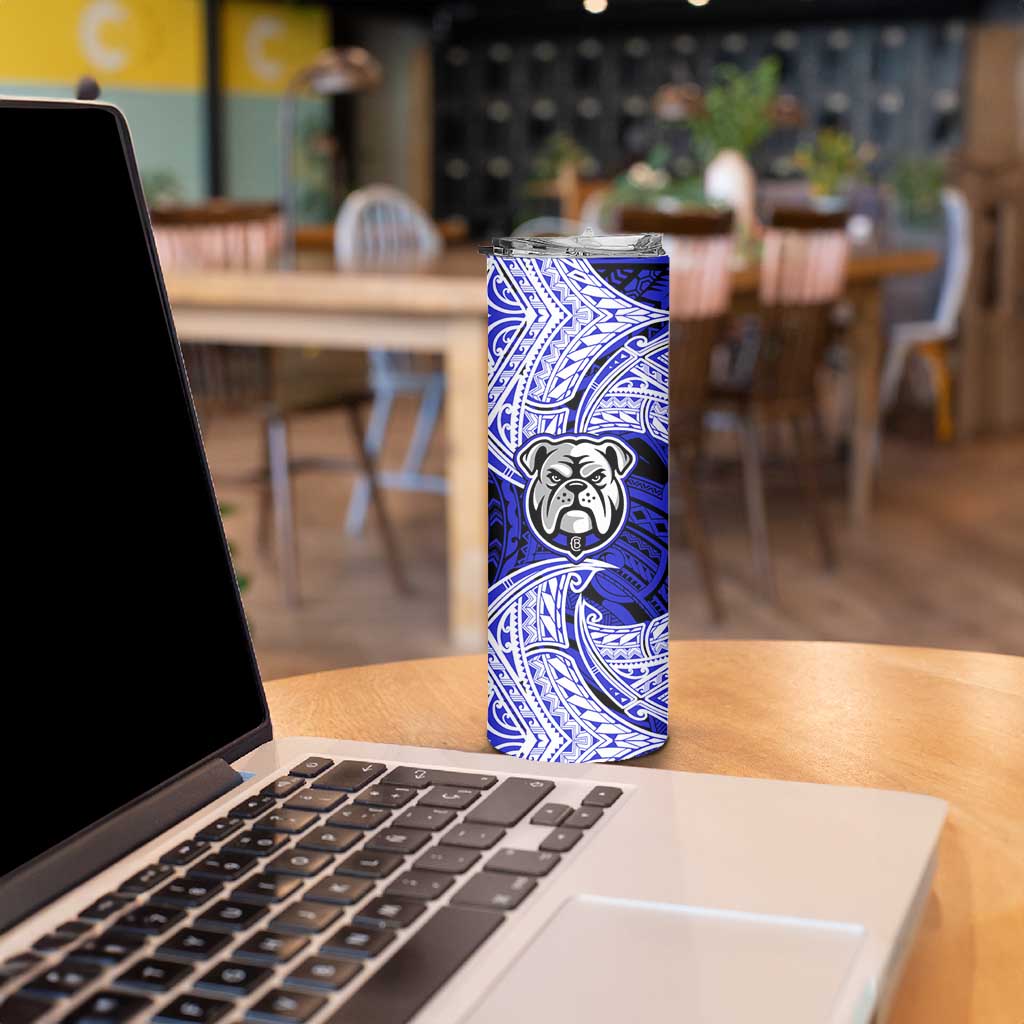 Personalized Canterbury-Bankstown Bulldogs Skinny Tumbler Polynesian Tribal Pattern Style
