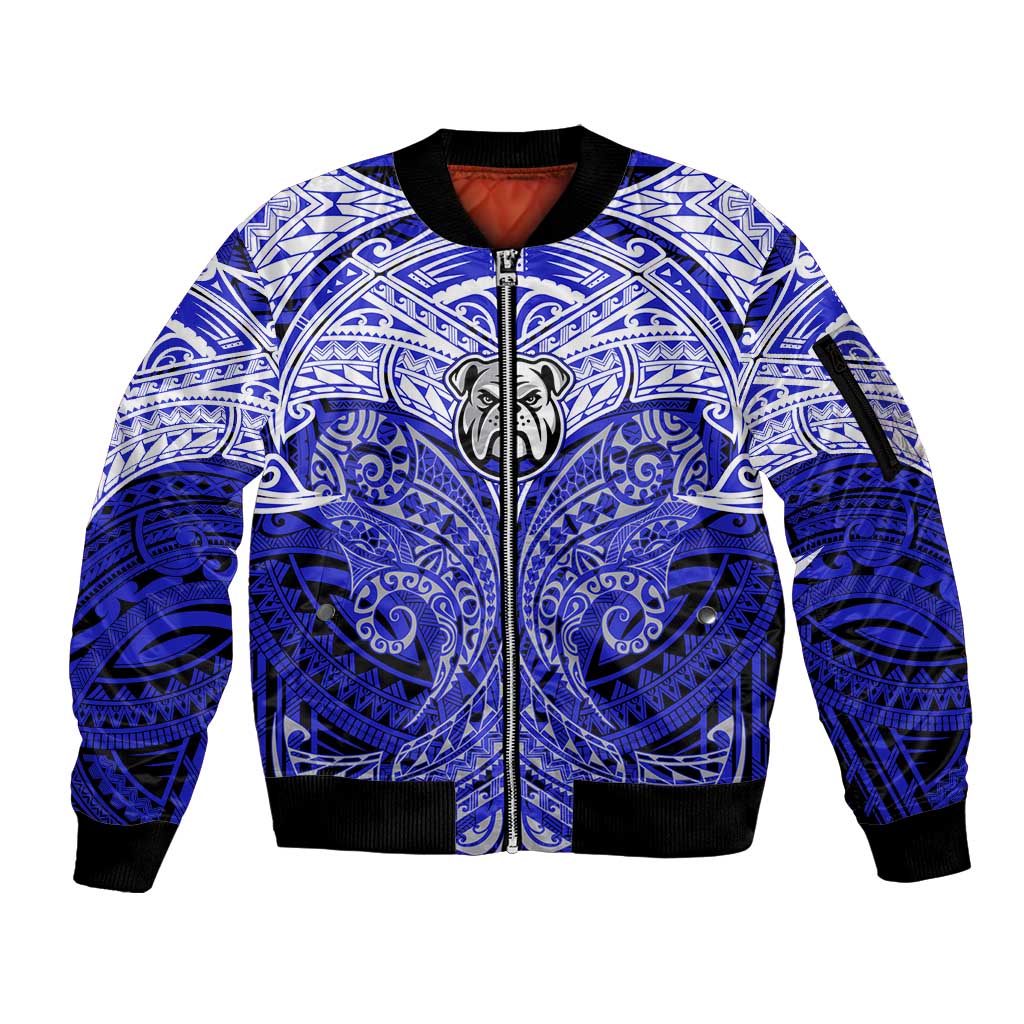 Personalized Canterbury-Bankstown Bulldogs Sleeve Zip Bomber Jacket Polynesian Tribal Pattern Style