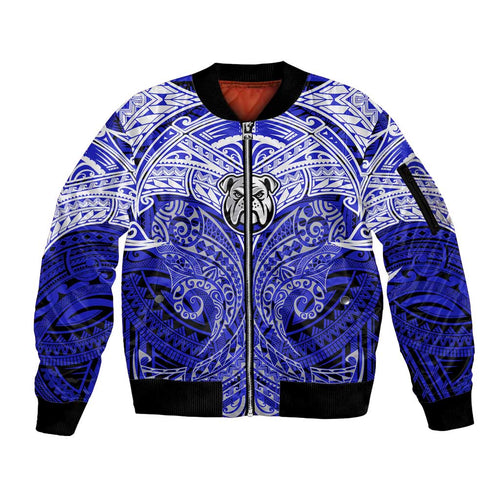 Personalized Canterbury-Bankstown Bulldogs Sleeve Zip Bomber Jacket Polynesian Tribal Pattern Style