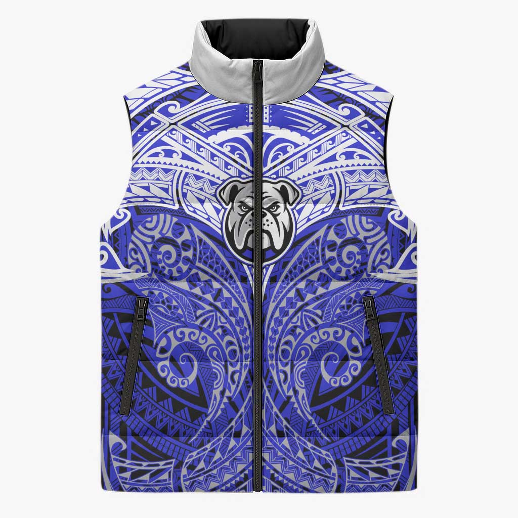 Personalized Canterbury-Bankstown Bulldogs Sleeveless Puffer Jacket Polynesian Tribal Pattern Style