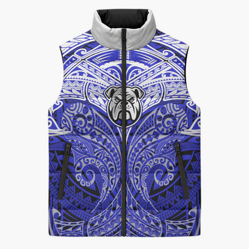 Personalized Canterbury-Bankstown Bulldogs Sleeveless Puffer Jacket Polynesian Tribal Pattern Style