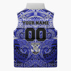 Personalized Canterbury-Bankstown Bulldogs Sleeveless Puffer Jacket Polynesian Tribal Pattern Style