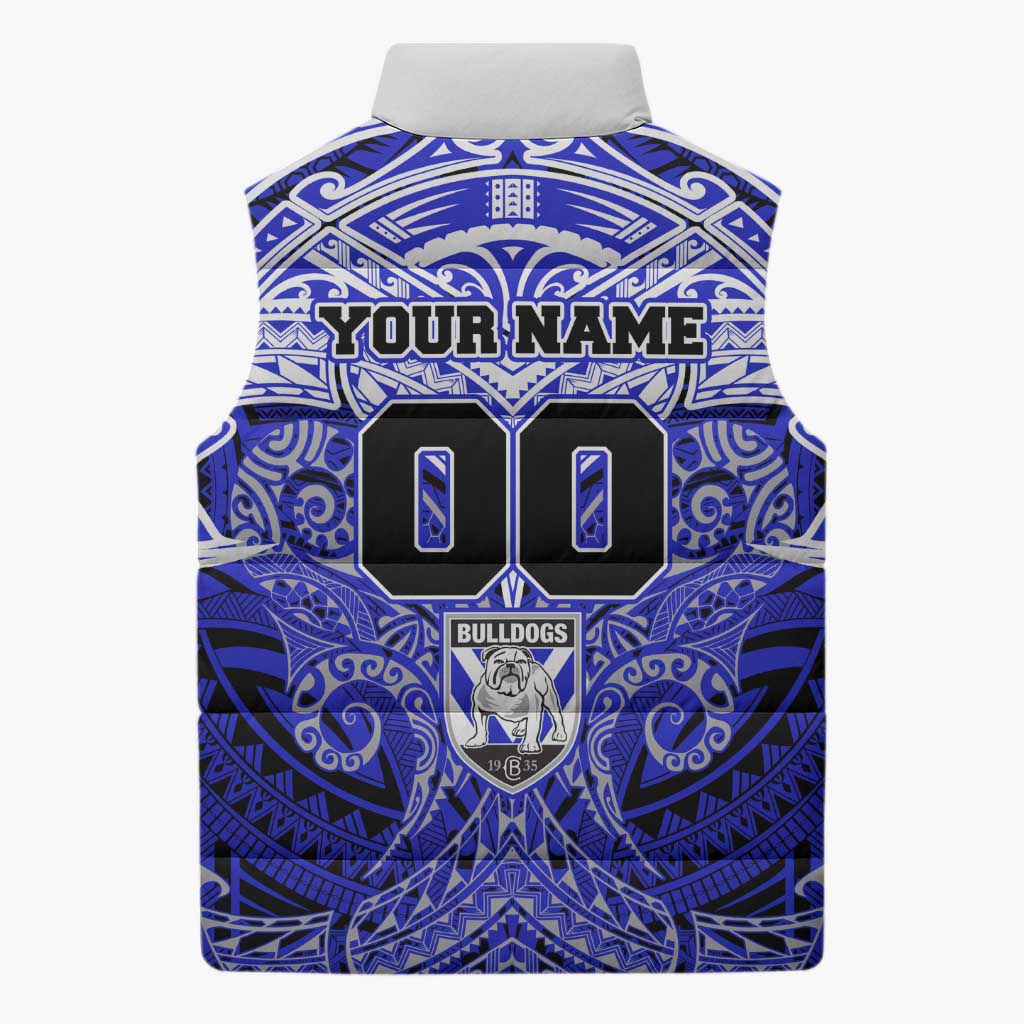 Personalized Canterbury-Bankstown Bulldogs Sleeveless Puffer Jacket Polynesian Tribal Pattern Style
