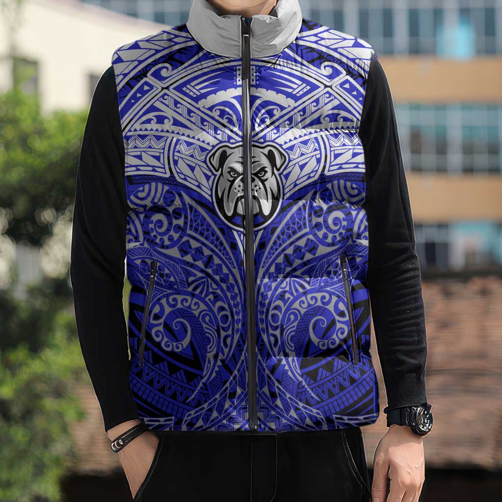 Personalized Canterbury-Bankstown Bulldogs Sleeveless Puffer Jacket Polynesian Tribal Pattern Style